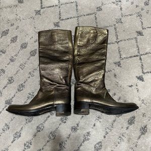 Prada Metallic Leather Boots Size 38